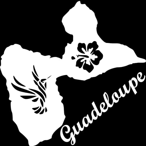 Sticker autocollant guadeloupe voiture, stickers auto gwada, vinyle haute performance pour auto … (21 x 21 cm, blanc polaire)