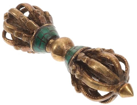 GRIRIW Mortero Vajra Dorje de Cobre Puro de Nepal, Pequeño Tamaño, Cinco Puntas, Decoración Budista Vintage para Hogar, Oficina y Colección, Artesanía Manual Tradicional Color Aleatorio
