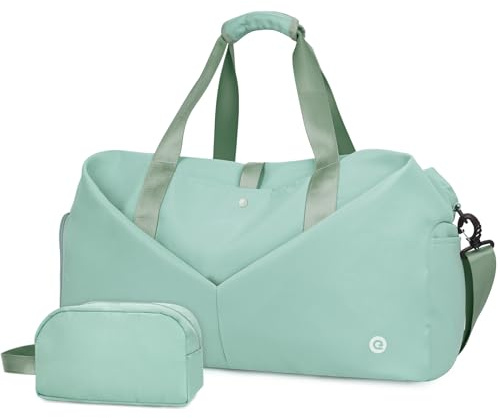 Ceneda Sporttaschen Klassische Reisetasche mit Schuhfach und Kulturtasche Sporttasche Damen Herren Tragbare schwimmtasche Sporttasche groß Gym travel Bag Wochenendtasche Yoga Tasche (Minzgrün)