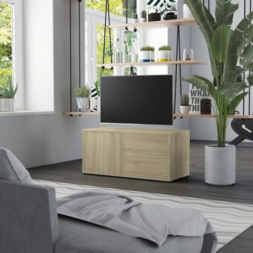 THOYTOUI TV-Schrank, Sideboard TV Board hängend TV Aufsatz TV Schrank Mit Stauraum Geeignet für Büro Wohnung Wohnstube Sonoma-Eiche 80 x 34 x 36 cm Holzwerkstoff