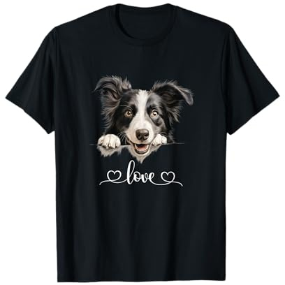 Border Collie T-Shirt - Geschenkidee für Hundeliebhaber und Hundebesitzer - Unisex - Schwarz - S - Kurzarm - Klassisch - Tierdruck