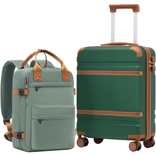 COOLIFE Handgepäck Koffer 55x40x20cm und Kabinen Rucksack 20L(40x25x20cm) Set, Koffer Set passend für Easyjet, Reisekoffer ABS Hartschale kabinenkoffer mit 4 Rollen und praktischem TSA Schloss