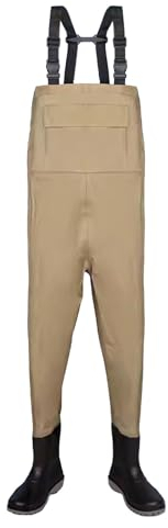 KPHYMOD Watstiefel Wathose, Hüftstiefel, Nylon-Hüftstiefel Für Damen, Dicke Sohle Aus Rindersehne, Leichter, Wasserdichter Stiefelfuß(Khaki,41 EU)