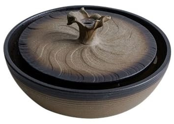 guiling-1986 Tabletop Water Fountain Desktop Ceramic Running Water Ornaments Circulating Water Fountain Humidifier Birth Wealth Inviting Wealth Feng Shui Wheel Indoor Fountain(Bruin)