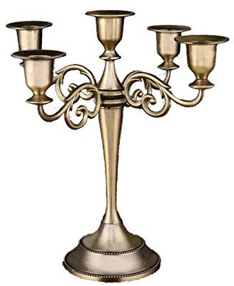 CVNIMV Kerzenständer, 3-Armiger Kerzenhalter, Vintage-Bronze, Höhe 39 cm, Kandelaber für Hochzeiten, Kandelaber-Kerzenständer