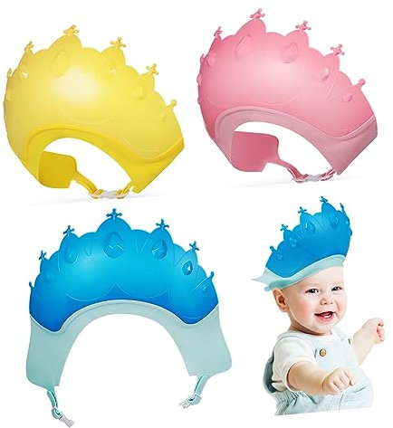 Hoement 3stücke Haarwaschkappe Duschschutz Für Kleinkinder Badevisier Zum Haarewaschen Junge Mädchen Haarwaschmütze Duschkappe Aus Flexiblem Verstellbar Für Täglichen Gebrauch
