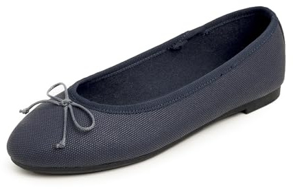 Feversole Women's Fashion Round Toe Ballet Flat Pumps Comfort Bow Tie Dolly Shoes Texture