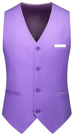 ZEMALON Basic Weste Herren Slim Fit Mode All-Match Blazer Weste Herren Business Arbeits Casual Anzug Weste Herren Temperament Klassisch Trend Outdoor Weste Herren K-Purple L