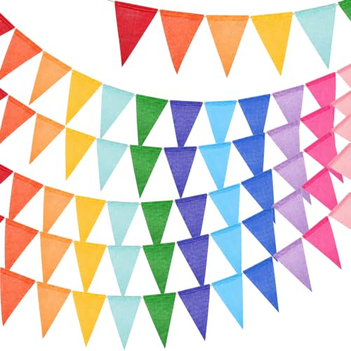 Sunshine smile Wimpelkette Outdoor Wetterfest Braun Beige, 4M Indoor Party Wimpel Girlanden,5 Stück Wimpelkette Outdoor,Wimpelketten Garten für Garten Einschulung Schulkind Indoor Girlanden Deko