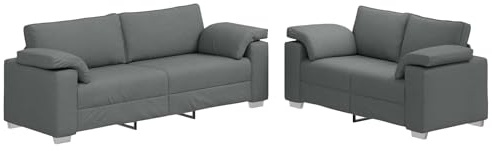 vidaXL Sofá 2 pcs Gris Oscuro 219 x 80 x 82 cm Tela, Sofá Moderno y Confortable de 2 plazas, diseño Fresco, Tela Resistente, mobiliario contemporáneo