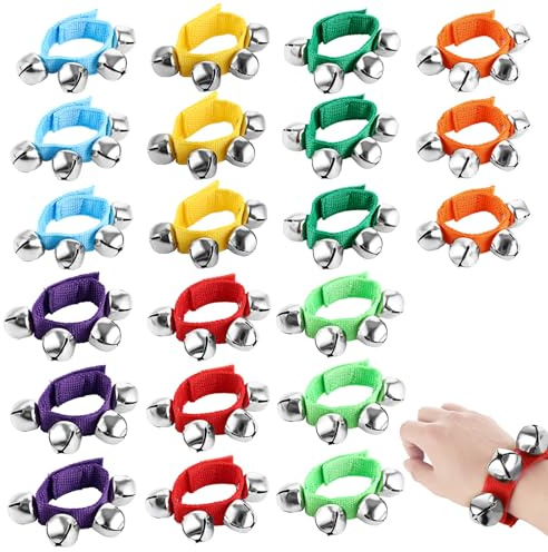 MIVIDE Set di 21 campane per braccia e piedi, 7 colori, con 4 campane, strumento musicale per giochi