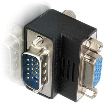 cablecc HDB15Pin VGA RGB Screw Type Male to Female Up Angled 90 Degree Nut Type Extension Adapter for Monitor Displays