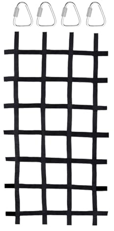 Seil-Cargo-Kletternetz – strapazierfähiges Polyester-Kletternetz für Kinder, Affenstangenbefestigung | 220 x 117 cm Slacklien Zubehör für Garten Hindernislauf und Baumspielsets, sichere