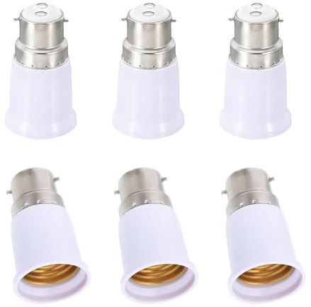 6 Pezzi Adattatore B22 a E27, Adattatore Lampadina B22 E27, Convertitore Portalampada Universale Compatibile con Lampadine LED CFL Alogene e Incandescenza per Lampade da Tavolo Sospensione Soffitto