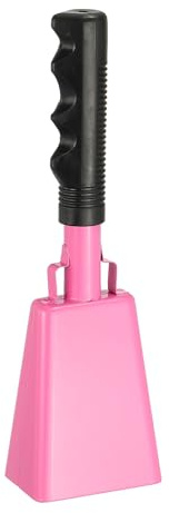 PATIKIL 10 Cow Bells for Football Games, 1Pcs Cowbells for Sporting Events Bulk Loud Noise Makers Metal Cow Bell with Handle for Cheering Competition Marathon Wedding DIY, Pink