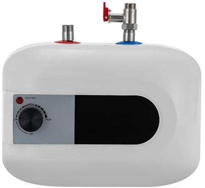 Chauffe-eau électrique sous évier basse pression 6 l 1500 W avec acier inoxydable 304, protection IPX4 et valve de sécurité, appareil sous évier dans la cuisine et la salle de bain, blanc