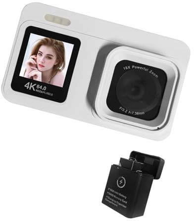 Rdxanc Appareil photo numérique 4K avec capteurs 64 MP Double écran Zoom 18x Batterie rechargeable pour étudiants Voyage Vlog