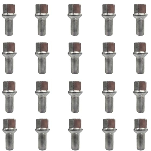 TRACER 20x Radschrauben M12x1,5 Kugelbund R12 30mm | Schlüsselweite 17mm kompatibel mit Mercedes-Benz 108 109 111 114 116 123 190 201 S 12