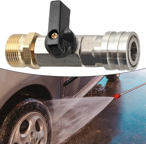 FACAIIO Interruptor de manguera de válvula de bola para lavadora a presión con control de flujo de encendido/apagado, conector rápido de 1/4 pulgadas, para ajuste M22-14, clasificación de 4500 PSI