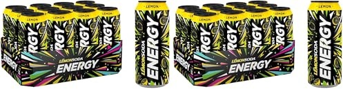 Lemonsoda Energy | Lemon Original, Energy Drink al Gusto di Limone, 12 Lattine da 50 cl, con Succo di Limoni Siciliani, Mix di Vitamine e Caffeina (Confezione da 2)