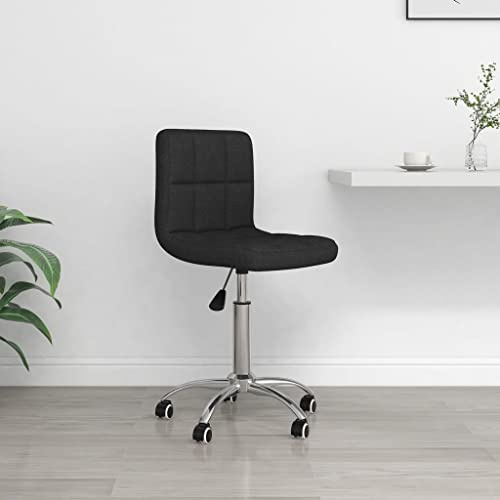 Ziaphsol Chaise de bureau pivotante en tissu noir avec roulettes et vérin à gaz réglable en hauteur pour bureau à domicile, bureau, zone PC, rembourrée, 40 x 47 x 74,5-86 cm
