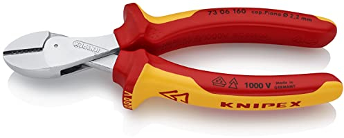 KNIPEX X-Cut Kompakt-Seitenschneider hochübersetzt auf SB-Karte verchromt isoliert mit Mehrkomponenten-Hüllen, VDE-geprüft 160 mm, 73 06 160 SB
