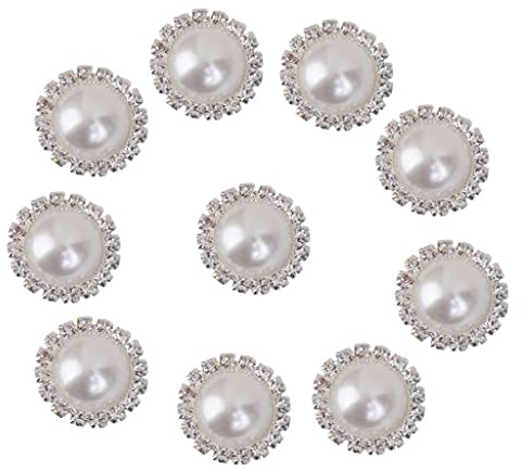 10 Stk. Kristall Perlen Knöpfe Schaft Dekoration DIY 21mm Weiß