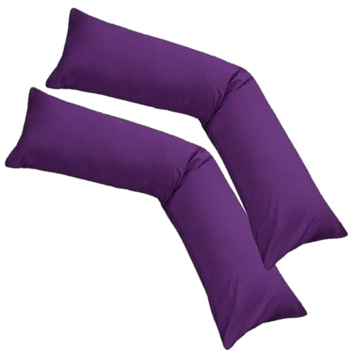 Moon Lot de 2 housses de coussin Traversin en jersey 100% coton Taie d'oreiller Coussin d'allaitement, lilas, 2er Pack 40x200