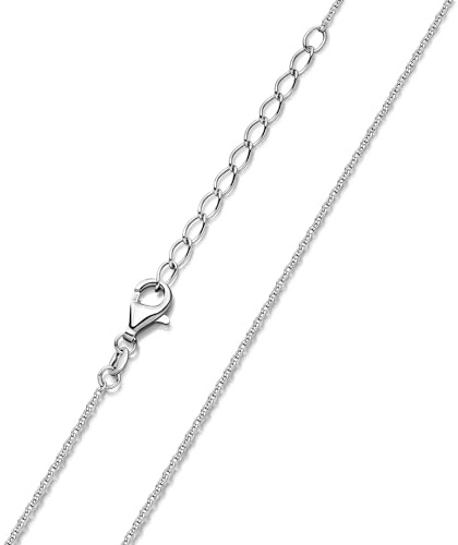 Kinder Kette Silber 925 Halskette Mädchen 1,2mm dünn Länge verstellbar | Feine Ankerkette aus 925 Sterling Silber rhodiniert oder vergoldet in 36-40cm von MATERIA by Matthias Wagner