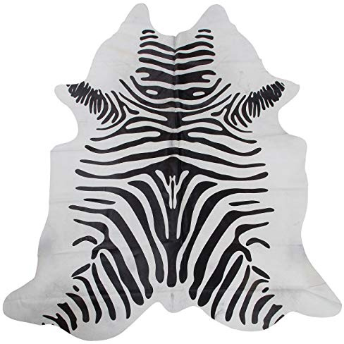 Vip Leather Tapis de Peau de Vache zèbre Safari Motif 150 x 210 cm