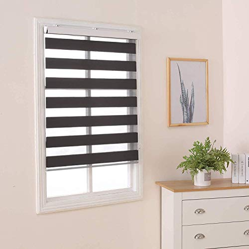 Doppelrollo Klemmfix Ohne Bohren 80cm x 160cm Duo Rollo, Zebrarollo Seitenzugrollo Easyfix für Fenster & Türen - Anthrazit