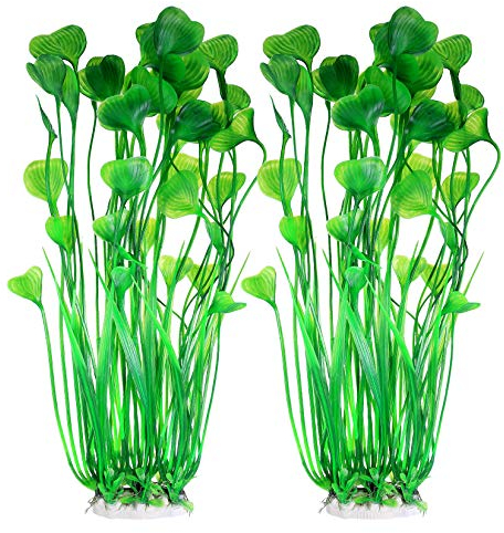 Yibaijia 2 Pcs Large Aquarium Aquatic Plants Decoration, Plastic Artificial Water Plants Ornaments, 15.7 inch Fish Tank Decorations - Safe for All Fish Deco.