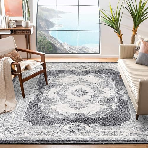 Tinyboy-hbq Teppich Wohnzimmer Moderner Kurzflor rutschfest,Waschbar Flauschig Weich,Passend für Wohnzimmer,Schlafzimmer und Esszimmer,Grau Weiß,120 x 160 cm