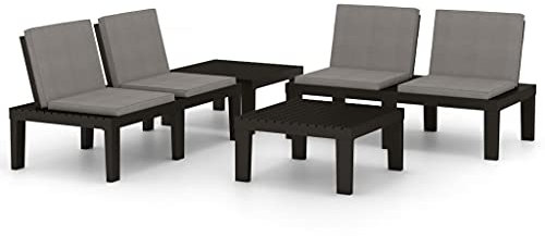vidaXL Gartenmöbel 4-TLG. mit Auflagen Gartenset Sitzgruppe Sitzgarnitur Gartengarnitur Lounge Gartenbank Bank Tisch Kunststoff Grau
