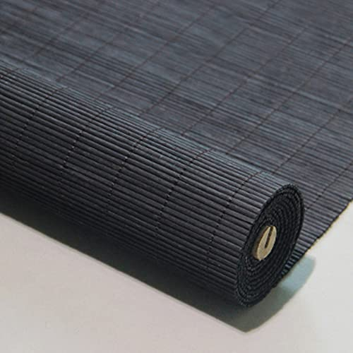 Geovne Schwarz Retro Bambusrollo,Bambus Raffrollo mit Zubehör,UV-Schutz Rollo Bambus,Seitenzug-Rollo,Balkone/Teestuben/Studien Sichtschutz,Natürlich/Atmungsaktiv/Gratfrei (60x180cm/24x71in)