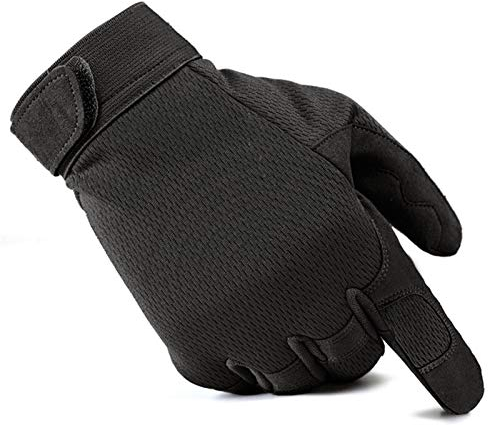 HXSZWJJ Winter Herren Kletterhandschuhe Outdoor Sport Thermo Winddicht Vollfingerhandschuhe Militärische Taktische Armee Handschuhe (Color : Black, Size : L.)
