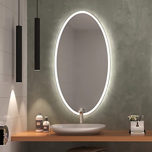 SARAR Elliptischer Badspiegel Spiegel Badezimmerspiegel mit rundum Beleuchtung ca. 60x120 cm Wandspiegel Mirror Spiegel Bad mit Licht Sete EL30