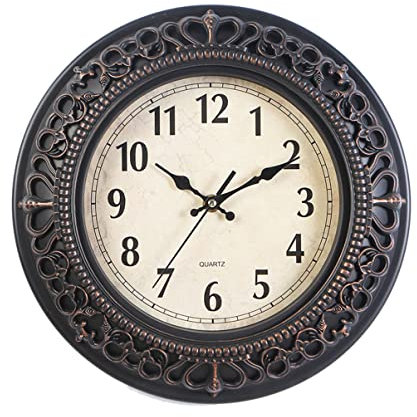 FOMIYES Vintage Zifferblattuhr Geschnitzte Stille Wanduhr Dekorative Uhr Europäische Vintage Uhr Große Runde Wanduhr Für Wohnzimmer Schlafzimmer Küche