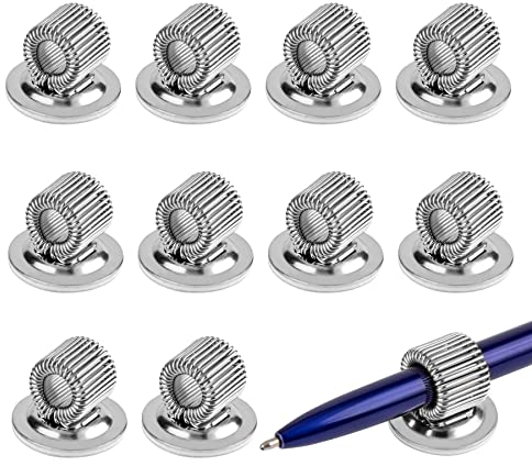 JSMTKJ 10 Stücke Stifthalter Clips aus Mangan Stahl, Selbstklebender Organizer mit Einstellbarer Federschlaufe für Kühlschrank, Whiteboard und Bulletin Board für den Alltagsgebrauch