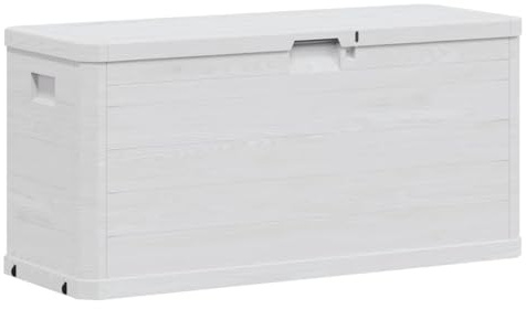 Higsose Baule Giardino Esterno 117x45x56 cm Impermeabile in Plastica - Cassone, Cassapanca, Panca, Contenitore, Cassa Per Esterno - Grigio Chiaro