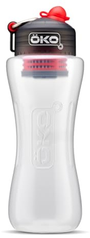 ÖKO - Bouteille d'eau avancée avec filtre dérivé de la technologie de la NASA, bouteille filtrée pour voyage/extérieur et maison, contaminant nocifs (1 L, charbon)