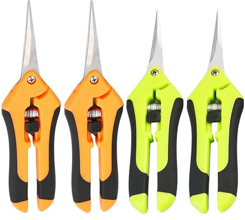 4 Stück Gartenschere Rosenschere: Pflanzenschere Ernteschere Schmale Spitze Gebogene Klinge Gescharf, Blumenschere Trimmerschere für Zweige Blumen Rosen Früchte Pflanzen Bonsai (A)