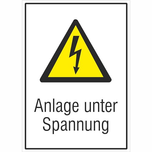 Indigos UG - 3mm Aluverbundplatte - Warnschild Anlage unter Spannung Kombischild - 26,20x37,10 cm - Warnung - Sicherheit - Hotel, Firma, Haus
