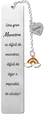 BETESSIN Geschenke für Lehrer - Una gran Maestra es dificil de encontrar - Spanische Lesezeichen aus Metall - Abschiedsgeschenk Kindergarten