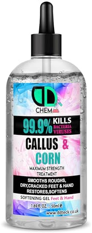 DD Teck Callus and Corn Remover Liquid, Callus Eliminator, Liquid & Gel for Softening Foot, Rescue Hard Skin, Pain-Free Treatment for Foot & Hand (50ml Clear Dropper)