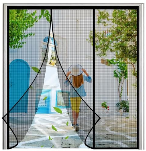 Moskitonetz-Tür 300x230cm, magnetisches Moskitonetz-Türfenster, Anti-Fliegen für Korridore, Türen, Terrasse, de Dichtung Schwarz