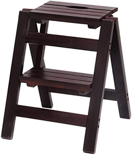 SORVA Escabeau de Cuisine escabeau, échelle Pliante en Bois escaliers Multifonction en Bois Massif Trois/Deux marches Tabouret escabeau