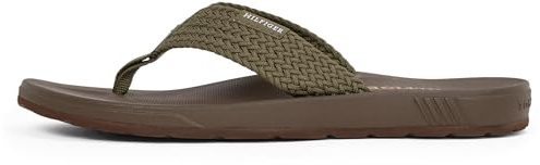 Tommy Hilfiger Herren Flip Flops Molded Web Beach Geflochtener Riemen, Grün (Army Green), 44