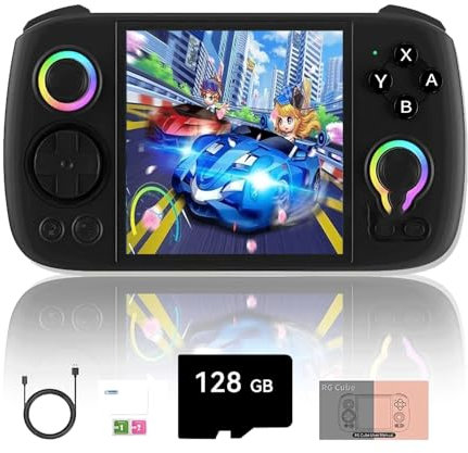 NULA RG Cube Retro Handheld Game Console, Built in 4000+Games 8+128G+128G with RGB Lighting, 3.95-inch IPS Screen Android Arcade Unisoc T820 processor, Support Bluetooth WIFI Battle