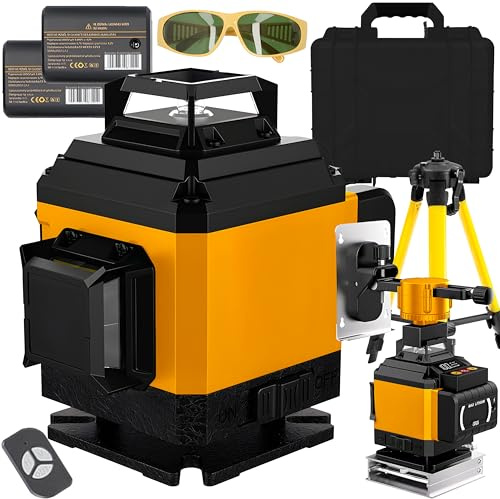 Retoo Kreuzlinienlaser Mit Stativ, 3D Linienmessgerät Selbstnivellierend, Baulaser Mit LCD Anzeige, Laserwerkzeug Für Innenausbau, IP54 Schutzklasse, Warnsignal Bei Neigung, Wasserwaage